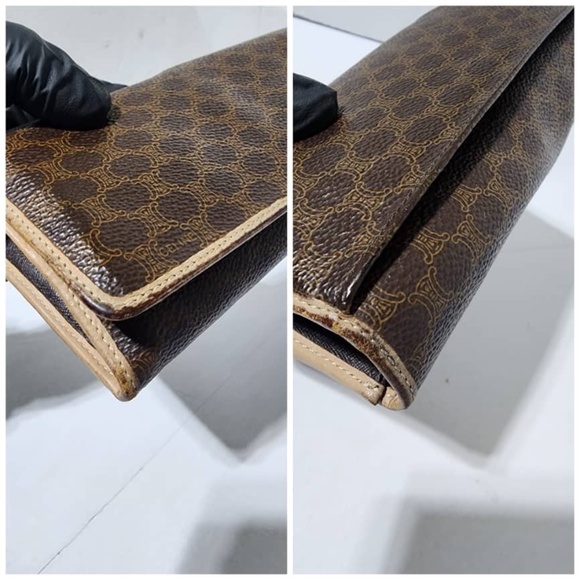 Authentic Celine Vintage Macadam Wallet Brown/Peach - Picture 10 of 13